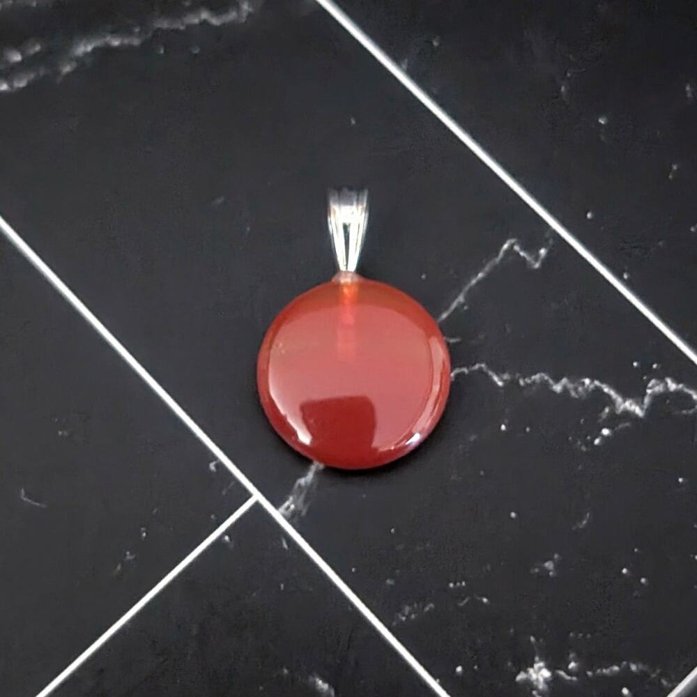 Vintage Pendant - 0.5" - Small Red Circular - No Chain Included
